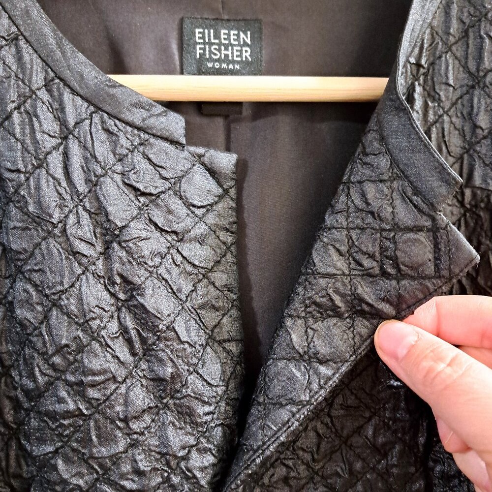 Eileen Fisher Silk Textured Long Sleeve Jacket Magnetic Closure Size 1X - Picture 3 of 11
